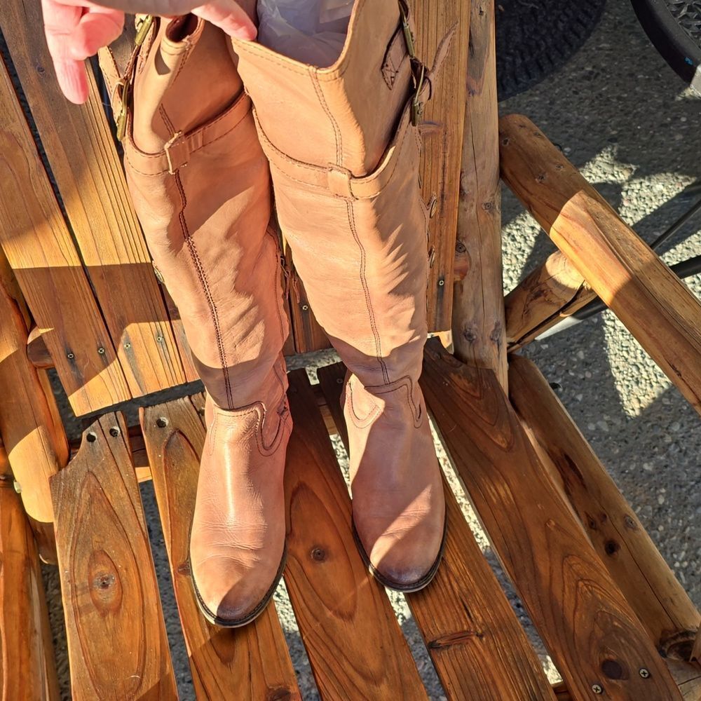 Sam Edelman Tan Over the Knee Boots. Natural PATINA Look! New Condition! Size 7 - Picture 4 of 15